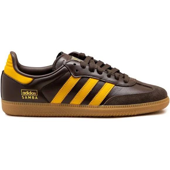 Adidas Originals Samba OG Sneakers in Dark Brown and Yellow