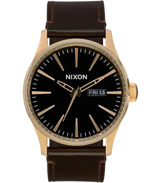 Nixon Men's Sentry Leather gold/black/brown Watch