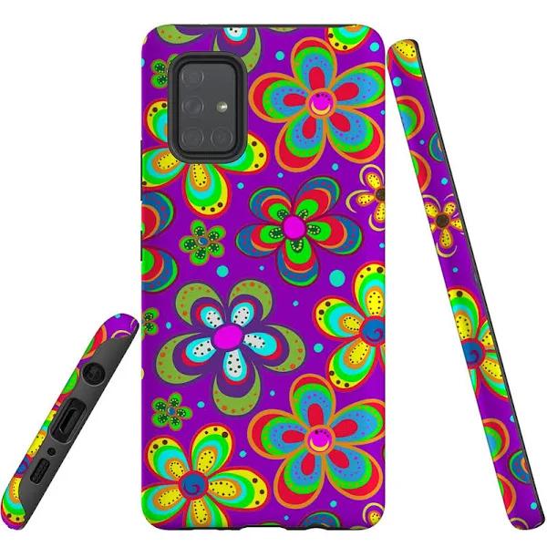 for Samsung Galaxy A71 4G Case, Shielding Back Cover,Purple Floral Design