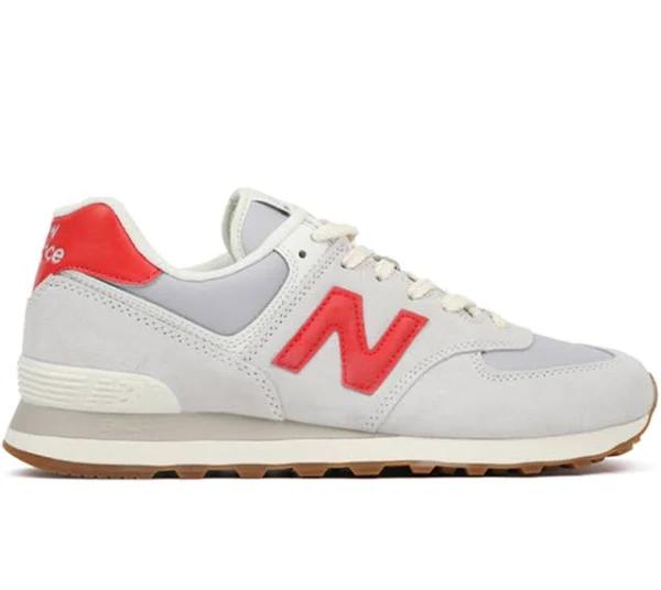 New Balance 574 White Red Grey Gum