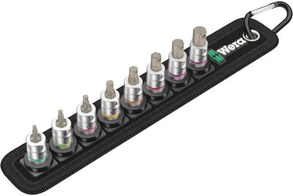 Wera 05003881001 Belt 2 Zyklop Bit Socket Set with Holding Function, 1/4" Drive, 8 Pieces