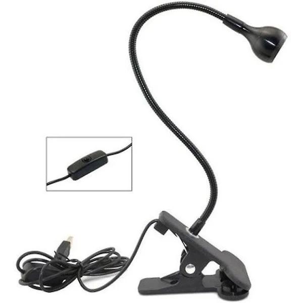 USB Computer Reading LED Clip Lamp Black Warm Light