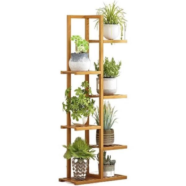 NOVEDEN Bamboo Plant Stand Rack 6 Tier 7 Potted Large Capacity 120cm