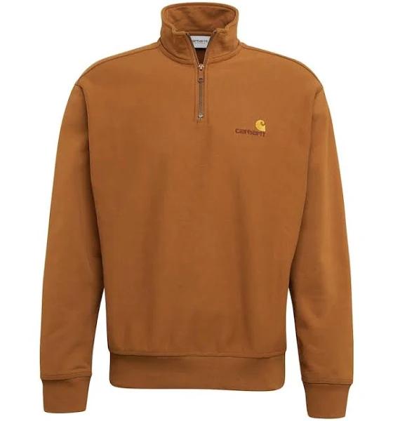 Carhartt-WIP Half Zip American Script Sweatshirt - Buffalo Brown - Brown / S