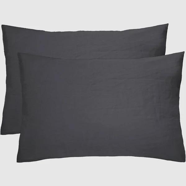 Bambury French Linen Pillowcase Pair - Charcoal