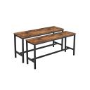 VASAGLE Set of 2 Industrial Style Rustic Brown Table Benches with Durable Metal Frame