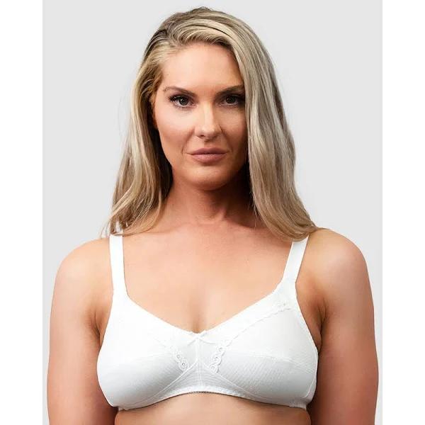 Naturana Wirefree Ribbed Pure Cotton Bra-White