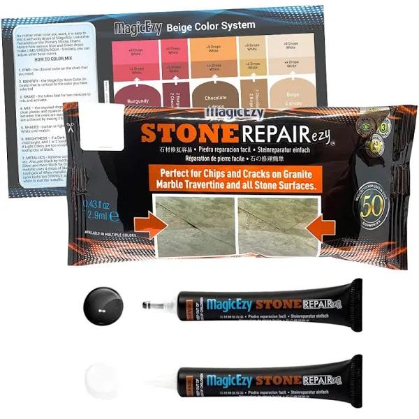 MagicEzy Stone REPAIREZY - Granite Repair Filler - Marble Crack Repair Kit (Black and White)