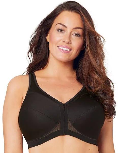 Glamorise Magiclift Front-Closure Posture Back Wire-Free Bra - Black 36K 1265 Plus Size Bra - AfterPay Available