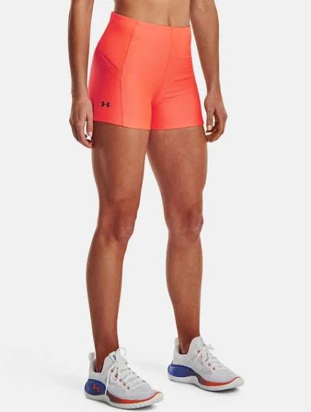 Under Armour Womens HeatGear Mid-Rise Shorty Shorts Orange L