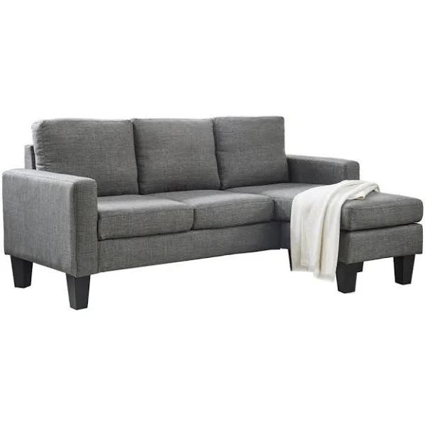 Foret 3 Seater Sofa Modular Corner Lounge Three Seat Couch Ottoman Fabric Grey - AfterPay & zipPay Available