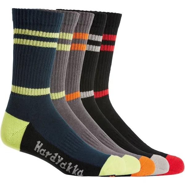 Hard Yakka Y20035 Cotton Crew Work Socks - 5 Pack - Black