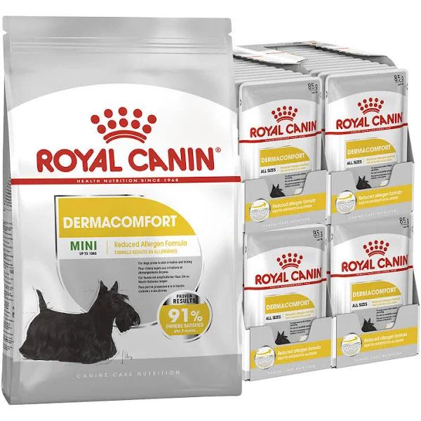 Royal Canin Bundle Dermacomfort Mini Adult Wet and Dry Dog Food by Budget Pet Products