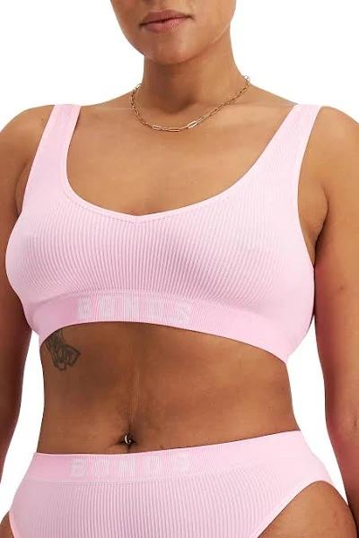 Bonds Retro Rib Deep V Crop Bra in Strawberry Glaze Size: 10