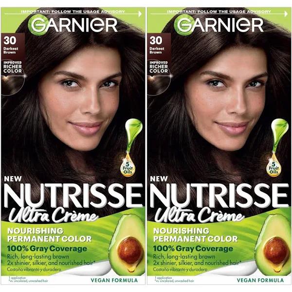 Garnier Hair Color Nutrisse Nourishing Creme 30 Darkest Brown (sweet cola) Permanent Hair Dye 2 Count (Packaging May Vary)