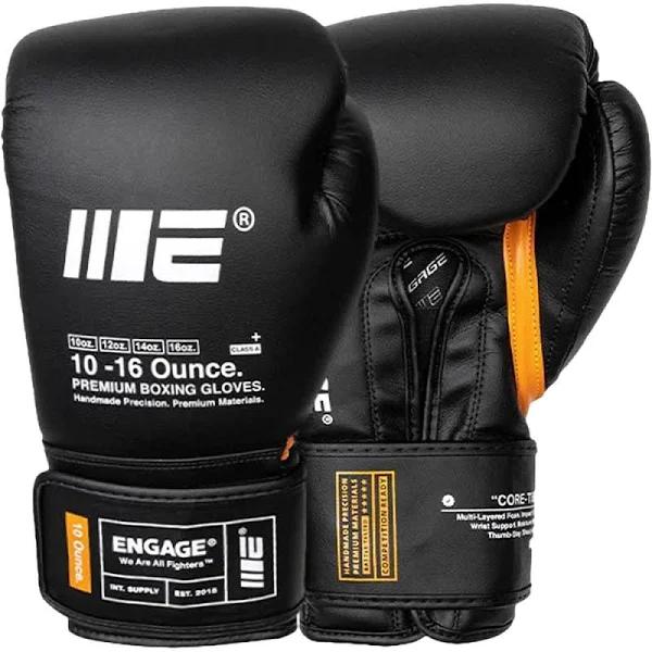 Engage W.I.P Series Black Velcro Boxing Gloves - 16oz