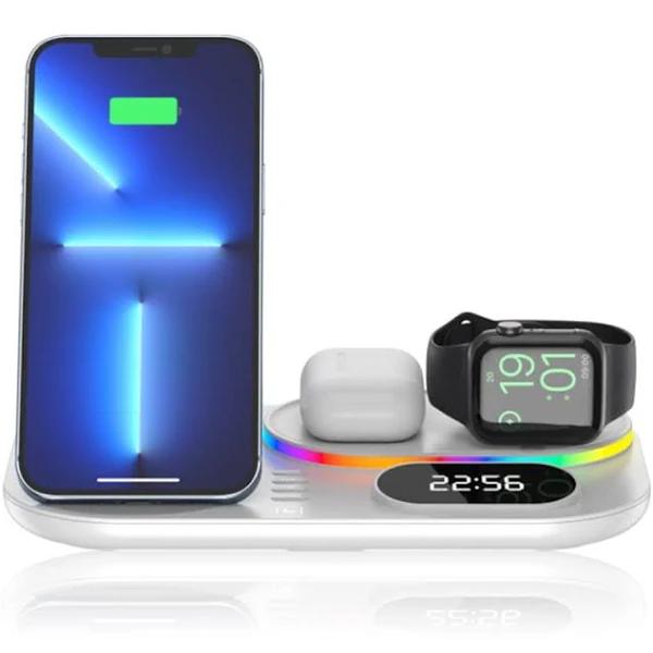 Vibe Geeks 4-in-1 Wireless Charging Station and Clock Pad- Type C Interface