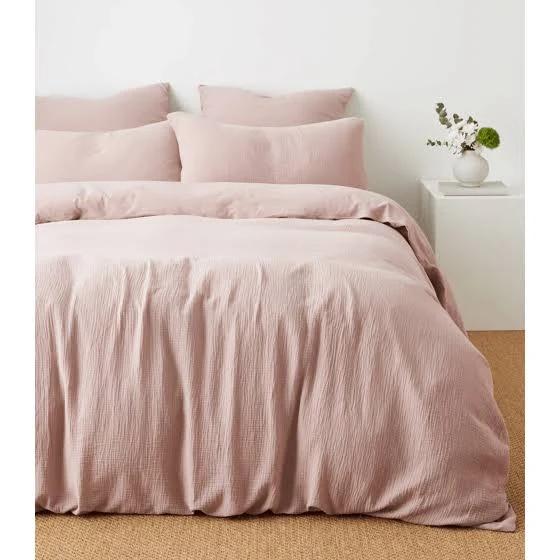 Saxon Muslin Overdyed Quilt Cover Set | Pink | Size Queen Bed | Cotton | Target