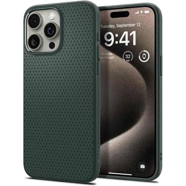 SPIGEN iPhone 15 Pro Max Case, 6.7 2023 Genuine Liquid Air Slim Soft TPU Cover for Apple - Abyss Green