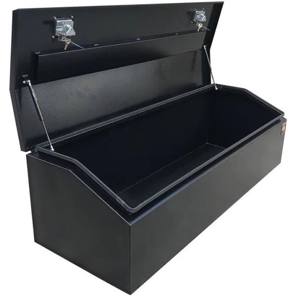 1700 x 600 x 500mm Black Flat Aluminium Top Chest Opening Ute Tool Box 4 Your Truck Ute Trailer Toolbox & Canopy 1765-B