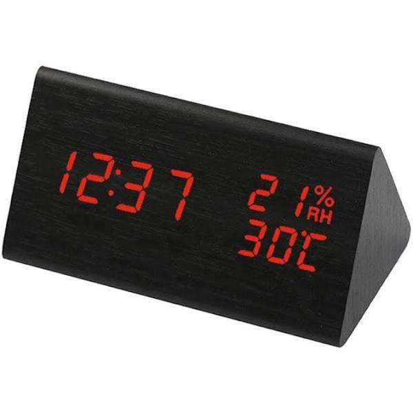 Vibe Geeks USB Wooden Digital Clock with Humidity and Temperature Display