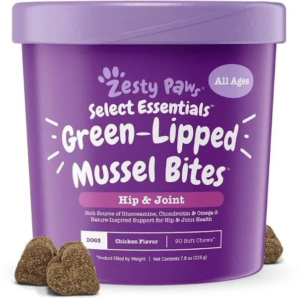 Zesty Paws New Zealand Green Lipped Mussel Chewable Treats For Dogs -