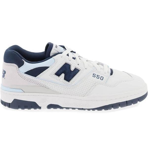 New Balance White & Navy 550 Sneakers