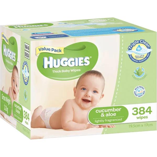 Huggies Baby Wipes 384 Pack - Cucumber & Aloe