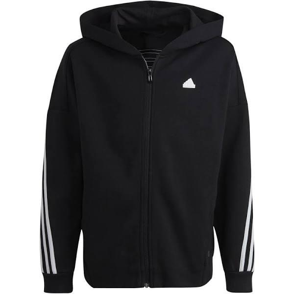 adidas-Future Icons 3-Stripes Full-Zip Hooded Track Top-Kids-Black / White-11-12