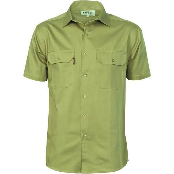 DNC Cotton Drill Work Shirt - Short Sleeve - Khaki - XL