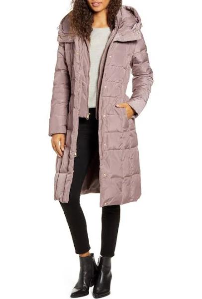 Cole Haan Women's Mauve Down Hooded Puffer Coat L