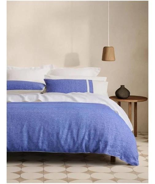 Sheridan Abbotson Linen Bloc Quilt Cover in Capri Blue Queen Size