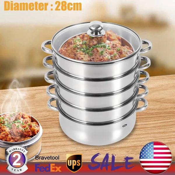 5 Tier Stainless Steel Steam Cooker Steamer Set Pan Cook Pot With