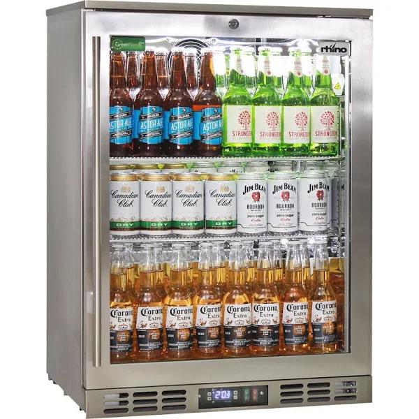 Rhino Stainless Steel 1 Heated Glass Door Bar Fridge with LG Compressor