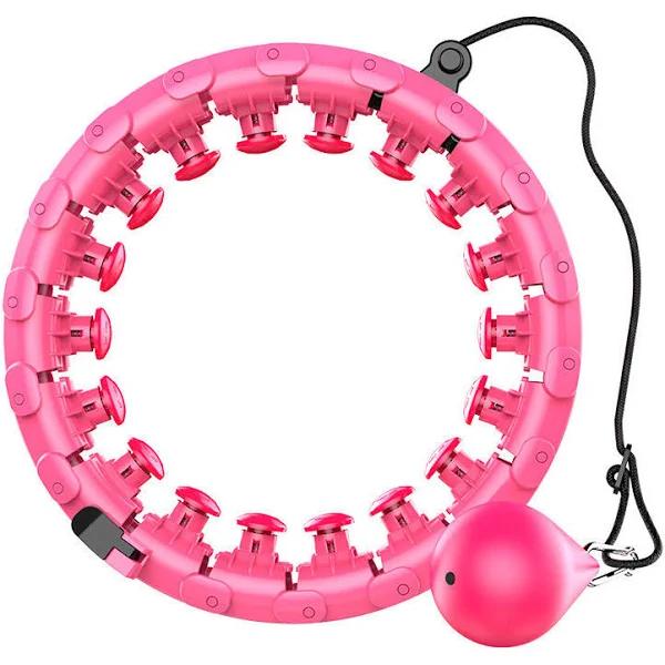 Winmax Smart Weighted Hoola Hoop 24 Detachable Knots Adjustable Size Exercise Hoops-Pink - AfterPay & zipPay Available