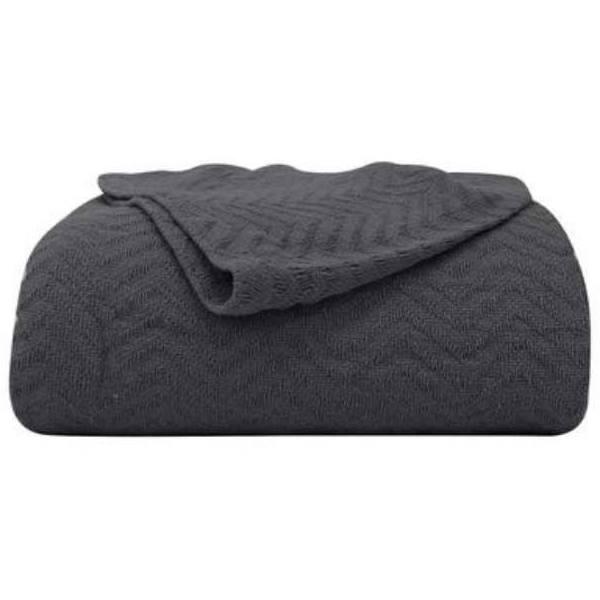 Odyssey Living Esplanade Cotton Blanket, Queen King / Charcoal