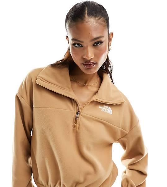 The North Face Glacier Wide Neck Boxy 1/4 Zip Fleece in Beige Exclusive at ASOS-Neutral