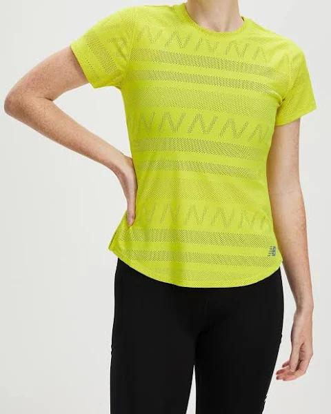 New Balance Women's Q Speed Jacquard Short Sleeve Sulphur Yellow - Size M