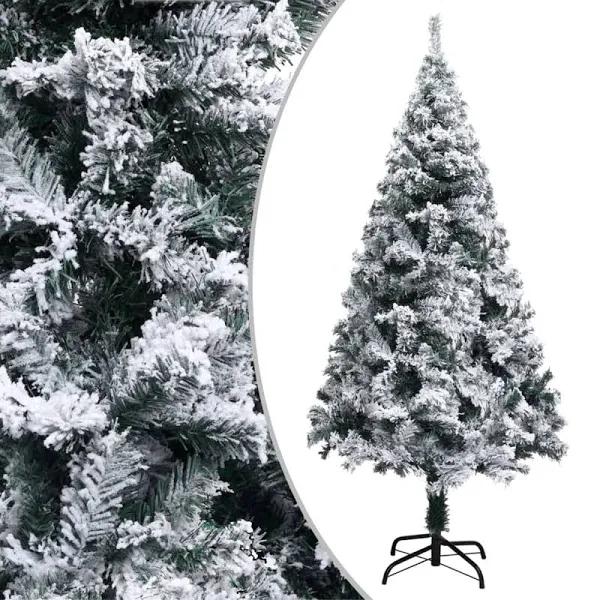 vidaXL Artificial Christmas Tree With Flocked Snow Green 150 M PVC