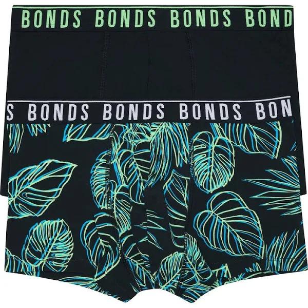 Bonds Men's Everyday Trunks 2 Pack - Black & Green - Size Large