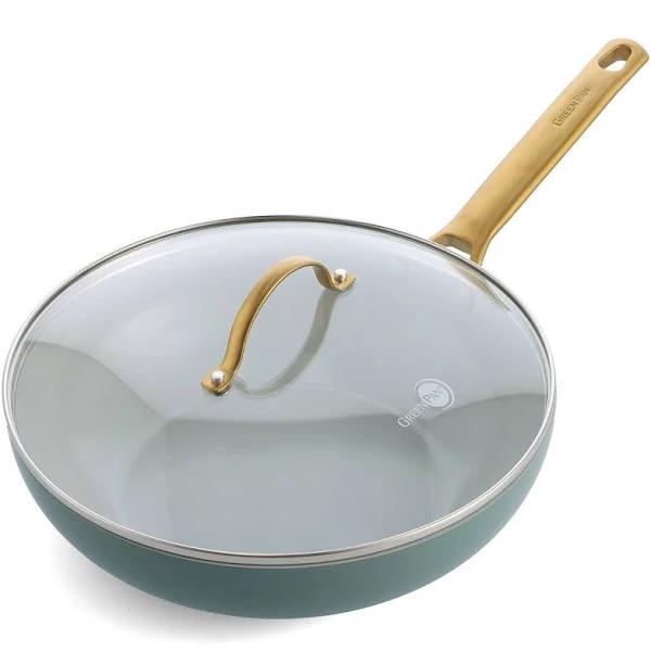 Padova Wok With Lid, Smokey Sky Blue - 28cm | Healthy Ceramic Nonstick Cookware | GreenPan Australia