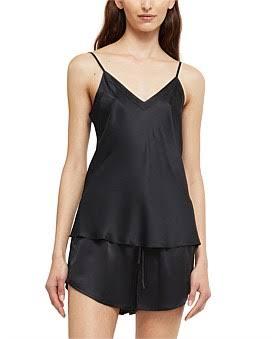 David Jones Ginia Silk Cami V Neck Sleeveless Top in Black, Size Large