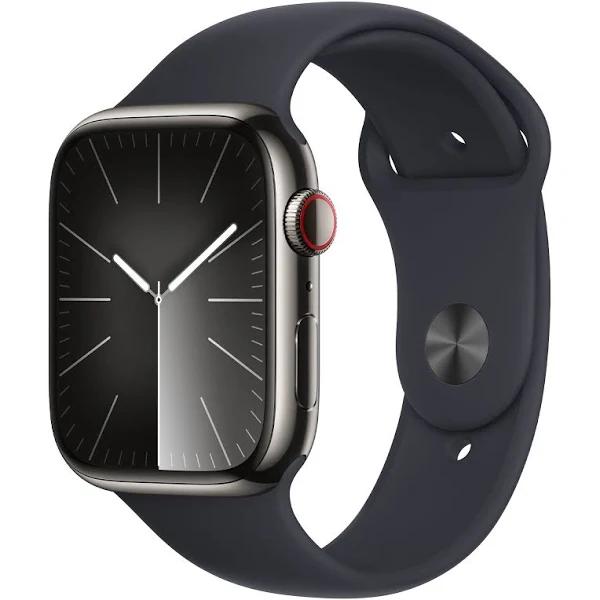 Apple Watch Series 9 (GPS + Cellular) 45mm - Graphite Stainless Steel Case With Midnight Sport Band - M/L