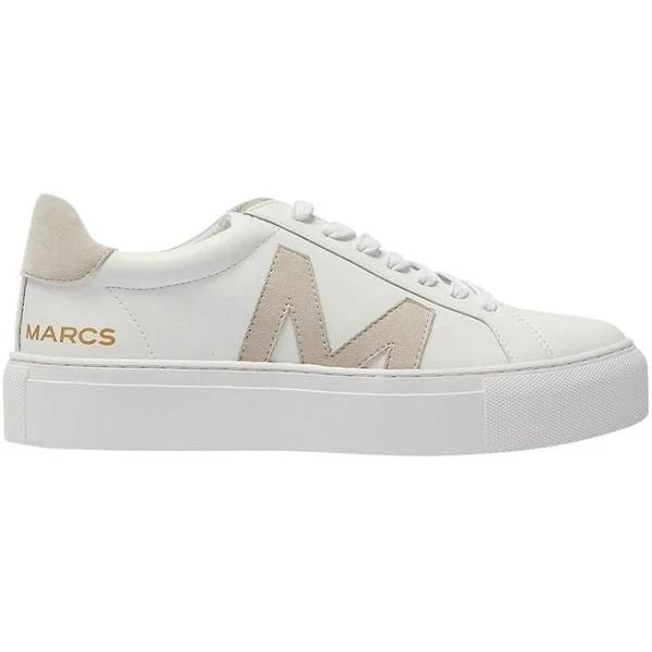 Marcs Trio Leather Sneakers in White/Natural Multi 38