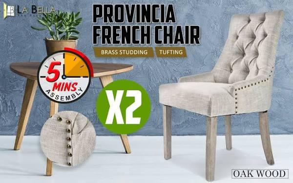 La Bella 2 Set Cream French Provincial Dining Chair Amour Oak Leg