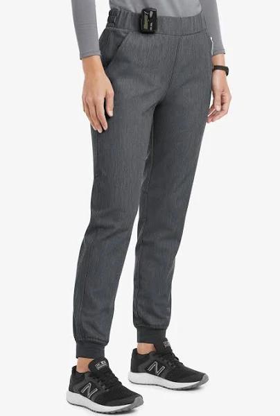 Movement by Butter-Soft Vega Women's 5-Pocket Flat Front Jogger Stretch Scrub Pants - Tall in Charcoal Heather | Size 2x Polyester/rayon/spandex