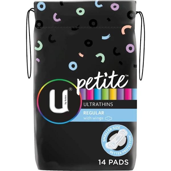 U by Kotex Pads Ultrathin Petite Regular With Wings 14 Pack