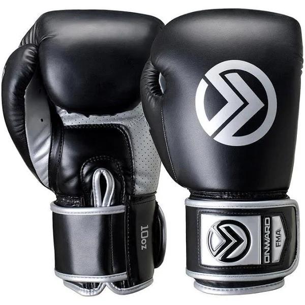 Onward Hook and Loop Boxing Gloves Sabre Sparring, Training, Heavy Bag, Boxing, Kickboxing, Muay Thai, MMA Gloves - Black - AfterPay & zipPay