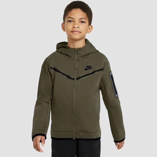 Nike Boys Tech Fleece Hoodie Rough Green/Black