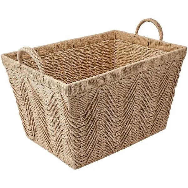 Kmart Rectangle Herringbone Paper Rope Basket in Natural